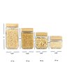 Hds Trading 4 Piece Square Glass Canisters with Bamboo Lids ZOR95965